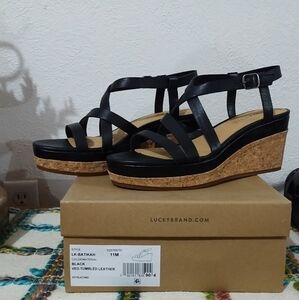 NIB Lucky Brand wedge, size 11, black